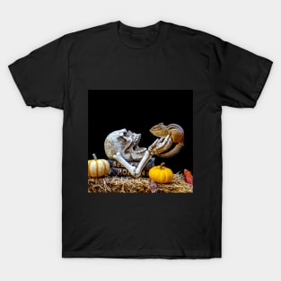 Spooky Chipmunk with skull and pumpkins T-Shirt